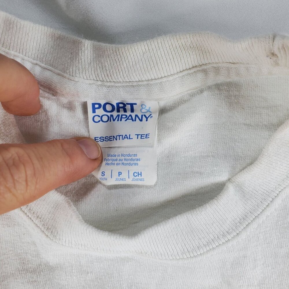 Port & Company Boys White T-Shirt Pizza My Heart Capitola Size Small (C-5) - Picture 4 of 5
